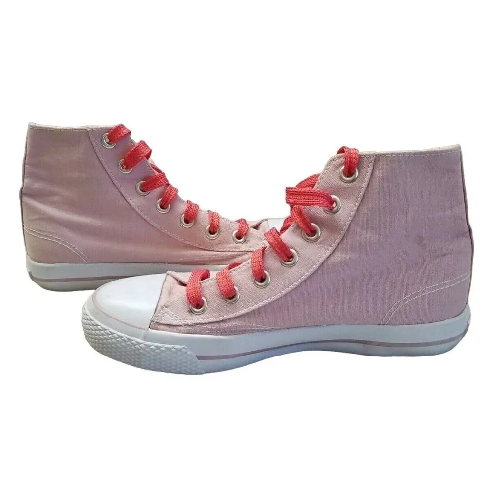 ✅ Womens 8.5 Airwalk High Top PINK Canvas Sneakers Skater Shoe Casual Comfort - Picture 8 of 9